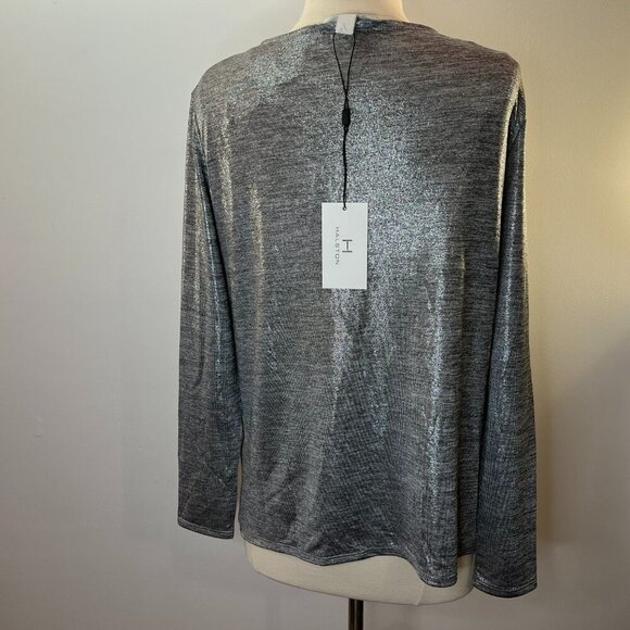 H by Halston Women's Silver Metallic Long Sleeved Top - Size Small - NWT - Picture 4 of 5